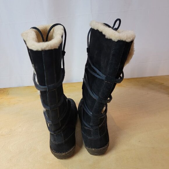 UGG SURFCAT 5158 Size 7 Leather Sheepskin Black Mid-Calf Lace Up Snow Boots - Picture 7 of 10
